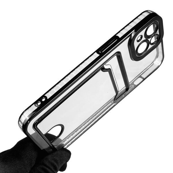 Чехол для Apple iPhone 13 с чёрной окантовкой с карманом для карт на айфон 13 чёрный 0013001 фото