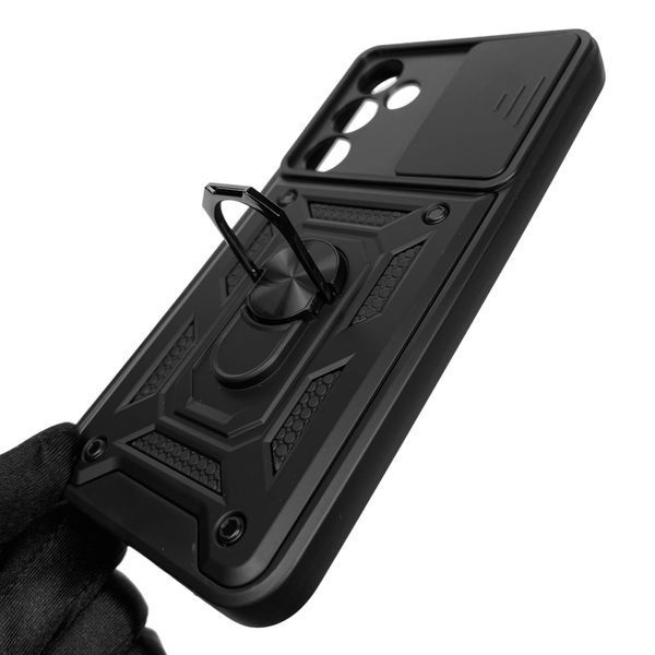 Чехол для Samsung Galaxy A35 5G SM-A356B бронированный с кольцом со шторкой на самсунг а35 5г чёрный 0002014 фото
