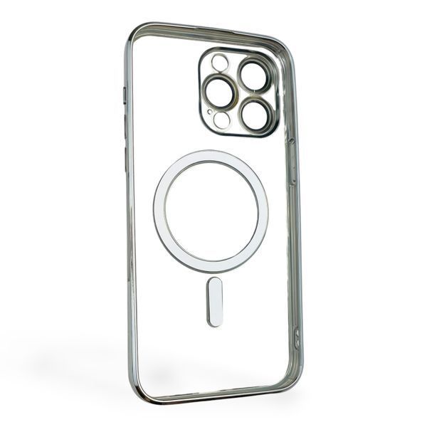 Чехол для Apple iPhone 15 Pro Max с линзами на камере с MagSafe на айфон 15 про макс серебряный 0034403 фото