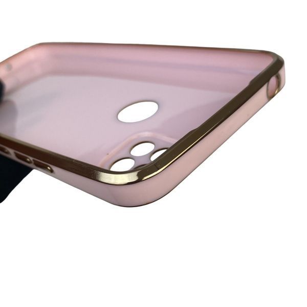 Чехол для Xiaomi Redmi 9C с кольцом-подставкой с золотой окантовкой на редми 9с пудровый gs1 0020828 фото
