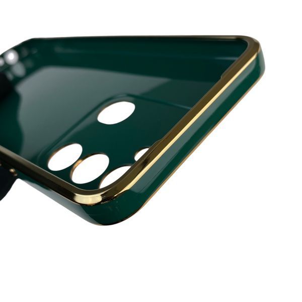 Чехол для Tecno Spark Go KG5m с кольцом-подставкой с золотой окантовкой на техно спарк го темно-зелёный gs1 0021119 фото
