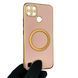Чехол для Realme C25Y с кольцом MagSafe с золотой окантовкой на реалми с25у пудровый gs1 0022792 фото 1