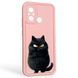 Чохол силіконовий оригінальний Soft Touch з 3D принтом злого кота для Xiaomi Poco C55 рожевий (Повний захист камери) 0046657 фото 1