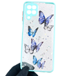 Чехол для Samsung Galaxy M22 4G (SM-M225F) с блёстками с бабочками на самсунг м22 4г бирюзовый