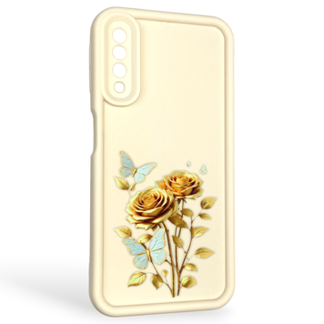 Чехол силиконовый Soft Touch с 3D принтом женским для Samsung Galaxy A7 2018 (SM-A750) молочный (Полная защита камеры) 0042803 фото
