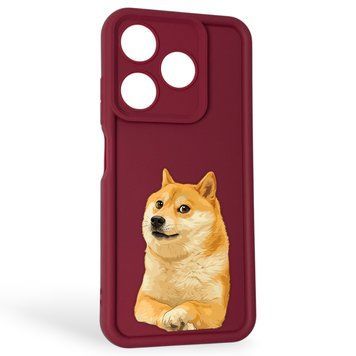 Чохол силіконовий Soft Touch з 3D принтом мему сібу для TECNO Spark 10 (KI5q) бордовий (Повний захист камери) 0048119 фото