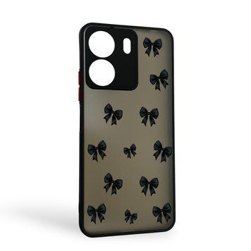 Чехол для телефона Xiaomi POCO C65 с 3D принтом бантиков с высокими бортами на сяоми поко с65 черный 0033590 фото
