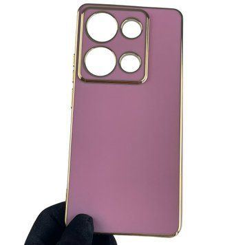 Чохол для Xiaomi Redmi Note 13 Pro 4G глянсовий із золотою окантовкою із захистом камери на сяомі редмі нот 13 0008399 фото