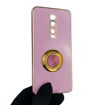 Чохол для Xiaomi Mi 9T з кільцем-підставкою із золотою окантовкою на сяомі мі 9т чорничний gs1 0020759 фото