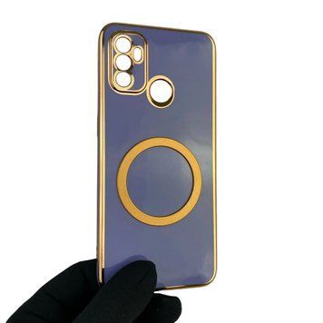 Чехол для OPPO A32 с кольцом MagSafe с золотой окантовкой на оппо а32 синий gs1 0022746 фото