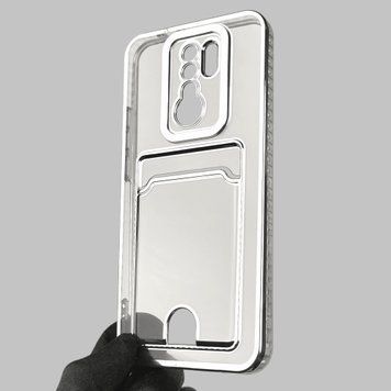Чехол для Xiaomi Redmi 9 с серебряной окантовкой с карманом для карт на сяоми редми 9 серебряный 0013133 фото