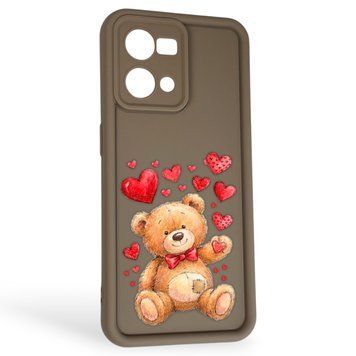 Чехол силиконовый Soft Touch с 3D принтом милый мишка для Oppo Reno 7 коричневый (Полная защита камеры) 0044760 фото