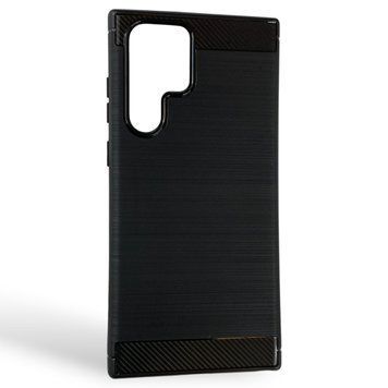 Чехол для телефона Samsung Galaxy S22 Ultra (SM-S908B) карбоновый противоударный с высокими бортами черный 0052226 фото