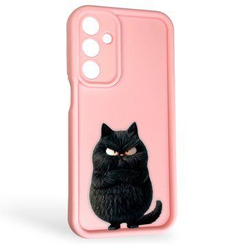 Чехол силиконовый Soft Touch с 3D принтом злой котик для Samsung Galaxy A16 (SM-A165) розовый (Полная защита камеры) 0046983 фото