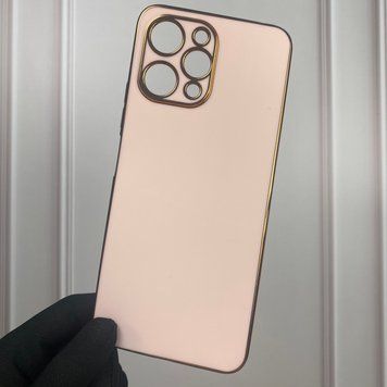 Чехол для Xiaomi Redmi 12 глянцевый с золотой окантовкой с защитой камеры на сяоми редми 12 пудровый 0000107 фото