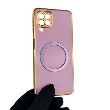 Чехол для Samsung Galaxy M32 4G SM-M325F с кольцом MagSafe с золотой окантовкой на самсунг м32 черничный gs1 0021953 фото