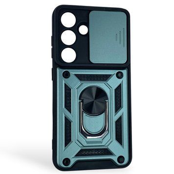 Чехол противоударный для Samsung Galaxy S24 (SM-S921B) с магнитной пластиной со шторкой на камере зеленый 0050747 фото