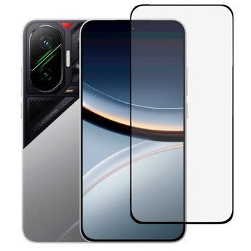 Защитное стекло для телефона Xiaomi Poco F7 противоударное на весь экран прозрачное с черной рамкой 0053831 фото