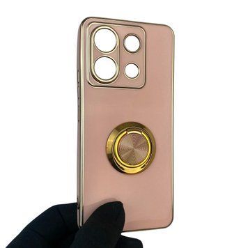 Чехол для Xiaomi Redmi Note 13 Pro 5G с кольцом-подставкой с золотой окантовкой на редми нот 13 про пудровый gs1 0020894 фото