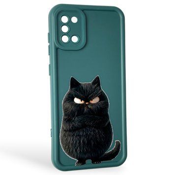 Чехол силиконовый оригинальный Soft Touch с 3D принтом злой котик для Samsung Galaxy A31 (SM-A315F) темно-зеленый (Полная защита камеры) 0046474 фото