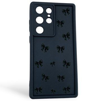 Чехол силиконовый Soft Touch с 3D принтом для Samsung Galaxy S23 Ultra черный (Полная защита камеры) 0057729 фото