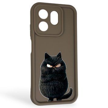 Чохол силіконовий Soft Touch з 3D принтом злого кота для Infinix Smart 9 коричневий (Повний захист камери) 0046928 фото