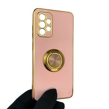 Чохол для Samsung Galaxy A52 4G (SM-A525) з кільцем-підставкою із золотою окантовкою на самсунг а52 пудровий gs1 0020641 фото
