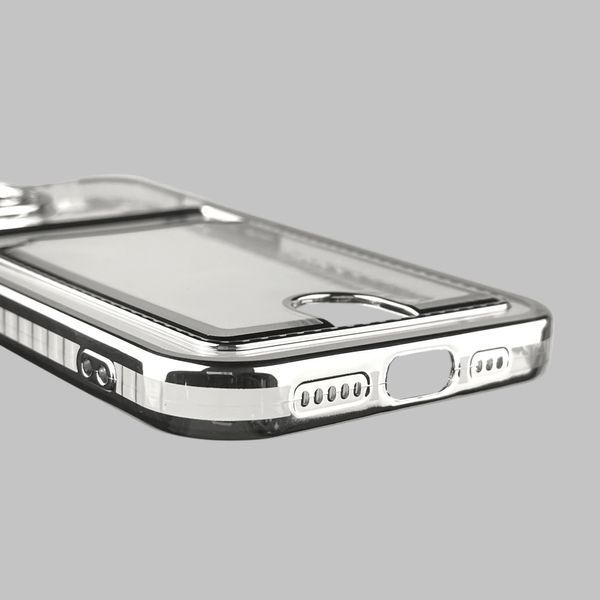 Чехол для Apple iPhone 15 с серебряной окантовкой с карманом для карт на айфон 15 серебряный 0013019 фото