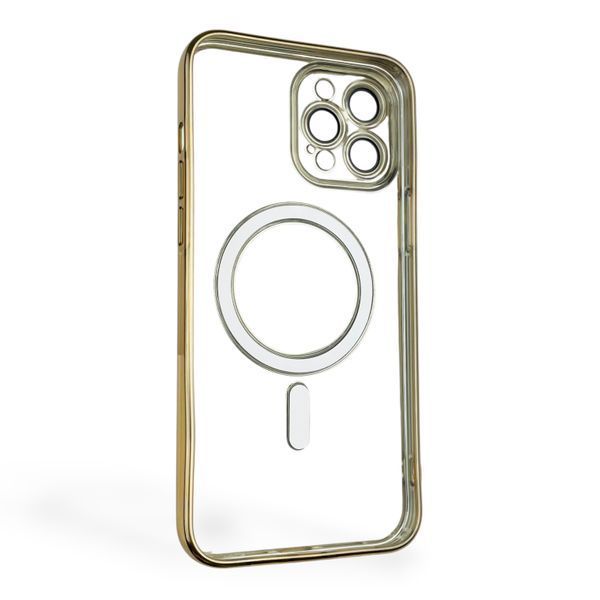 Чехол для Apple iPhone 12 Pro Max с линзами на камере с MagSafe на айфон 12 про макс золотой 0034369 фото