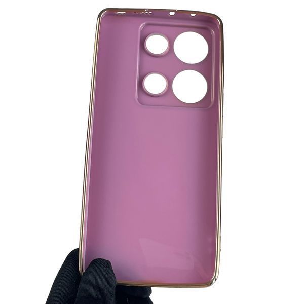 Чехол для Xiaomi Redmi Note 13 Pro 4G с золотой окантовкой защитой камеры на сяоми редми нот 13 про черничный 0008399 фото