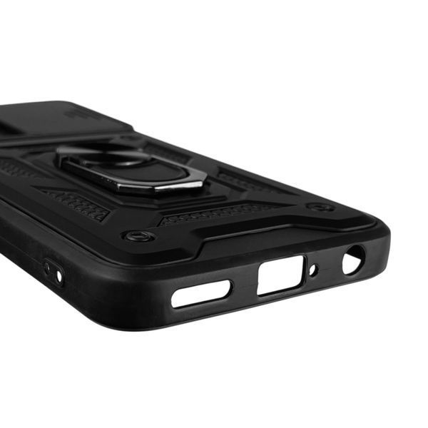 Чохол для TECNO Spark 9 Pro (KH7n) броньований з кільцем-тримачем підставкою зі шторкою на техно спарк 9 про чорний rg1 0013487 фото