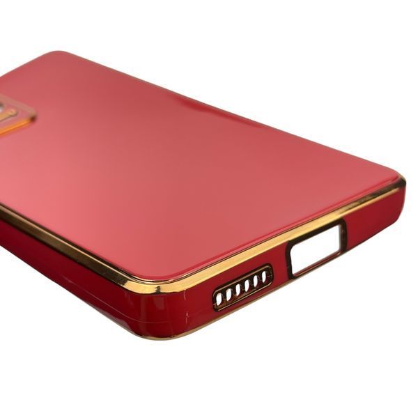 Чехол для Xiaomi Redmi Note 12 Pro plus 5G с золотой окантовкой защитой камеры редми нот 12 про плюс красный 0000057 фото