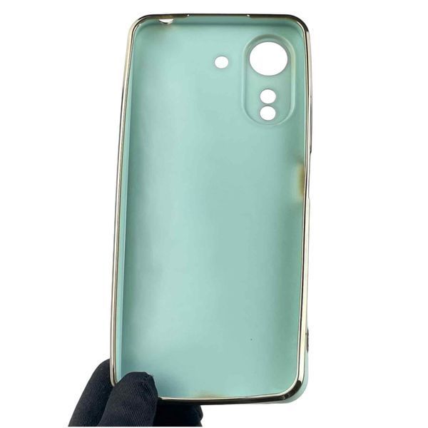 Чохол для Xiaomi POCO C65 жіночий із золотою окантовкою із захистом камери на сяомі поко с65 м'ятний 0012209 фото