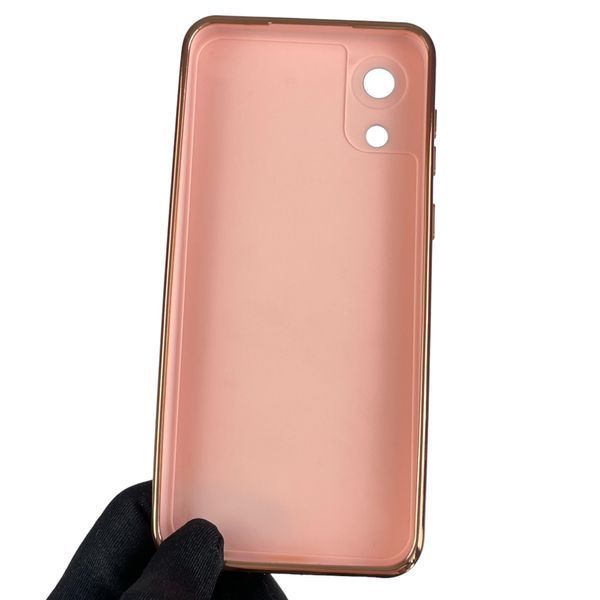 Чехол для Samsung Galaxy A03 Core SM-A032F с золотой окантовкой с защитой камеры на самсунг а03 кор пудровый 0000007 фото