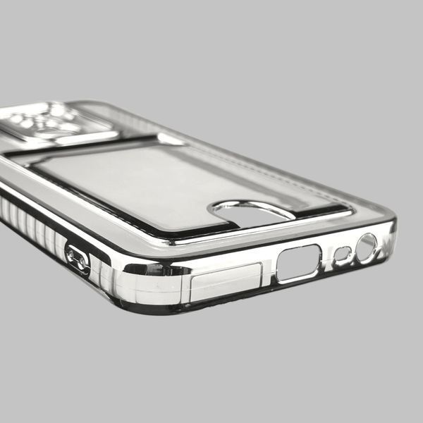 Чехол для Xiaomi Redmi 9 с серебряной окантовкой с карманом для карт на сяоми редми 9 серебряный 0013133 фото