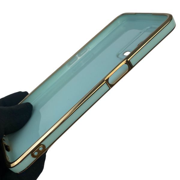 Чохол для Oppo A55 4G з кільцем-підставкою із золотою окантовкою на оппо а55 бірюзовий gs1 0020450 фото