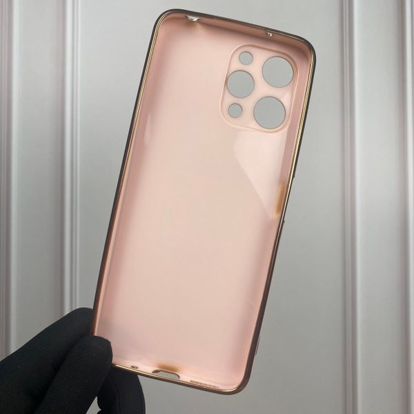 Чехол для Xiaomi Redmi 12 глянцевый с золотой окантовкой с защитой камеры на сяоми редми 12 пудровый 0000107 фото