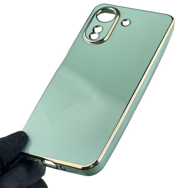 Чохол для Xiaomi POCO C65 жіночий із золотою окантовкою із захистом камери на сяомі поко с65 м'ятний 0012209 фото