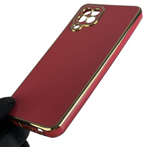 Чохол для Samsung Galaxy M22 4G (SM-M225F) із золотою окантовкою із захистом камери на самсунг м22 червоний 0008289 фото