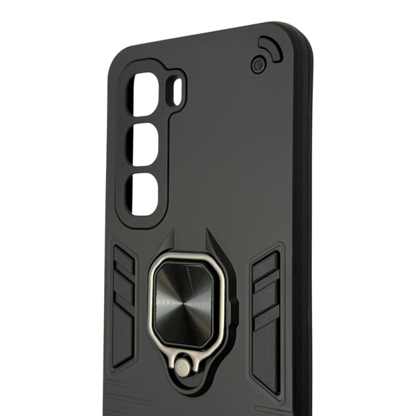 Чехол для телефона Infinix Hot 60 бронированный с магнитным кольцом и защитой камеры черный 0051246 фото