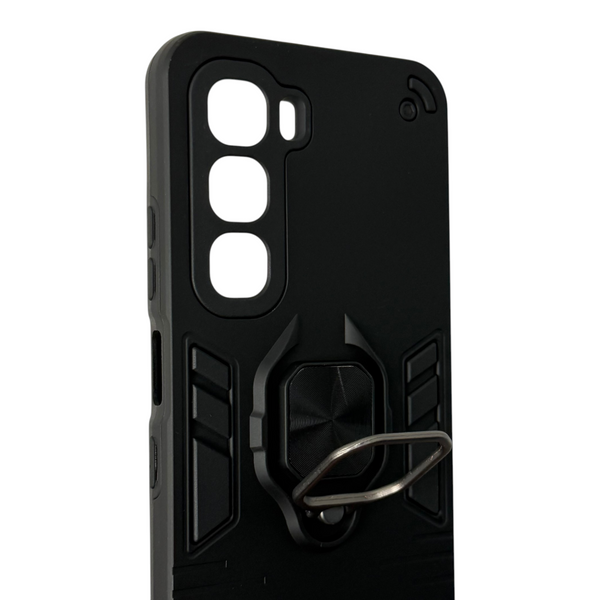 Чехол для телефона Infinix Hot 60 бронированный с магнитным кольцом и защитой камеры черный 0051246 фото