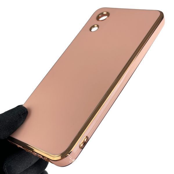 Чехол для Samsung Galaxy A03 Core SM-A032F с золотой окантовкой с защитой камеры на самсунг а03 кор пудровый 0000007 фото