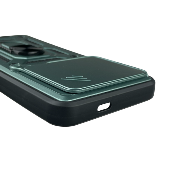 Чохол для Tecno Spark Go 1 (KL1) броньований з кільцем-тримачем підставкою зі шторкою на техно спарк го 1 зелений rg1 0015840 фото