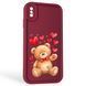 Чохол силіконовий Soft Touch з 3D принтом милий ведмедик для Apple iPhone Xs Max бордовий (Повний захист камери) 0044975 фото 1