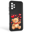 Чехол силиконовый оригинальный Soft Touch с 3D принтом милый мишка для Samsung Galaxy A32 4G (SM-A325F) черный (Полная защита камеры)