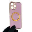 Чохол для Xiaomi Redmi 12 4G з кільцем MagSafe із золотою окантовкою на сяомі редмі 12 чорничний gs1 0022542 фото