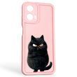 Чохол силіконовий оригінальний Soft Touch з 3D принтом злого кота для Motorola Moto G24 (PB1E0003RS) рожевий (Повний захист камери)