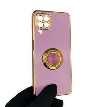 Чехол для Samsung Galaxy M22 4G SM-M225F с кольцом-подставкой с золотой окантовкой на самсунг м22 черничный gs1 0021082 фото