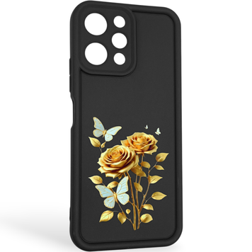 Чехол силиконовый Soft Touch с 3D принтом женским для Xiaomi Redmi 12 черный (Полная защита камеры) 0042906 фото