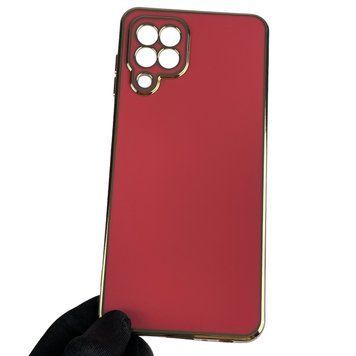 Чехол для Samsung Galaxy M32 4G (SM-M325F) с золотой окантовкой с защитой камеры на самсунг м32 красный 0008295 фото